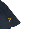 X logo silk screened on left sleeve